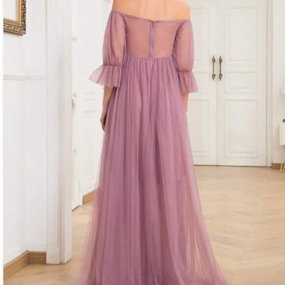 Ever-Pretty Women's Off-Shoulder A-line Tulle Maternity Dress for Baby Shower - Picture 2 of 3